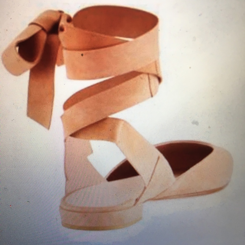 Stuart Weizmann Lace Up Nude Flats